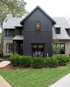 Black wooden and brown stone wall design