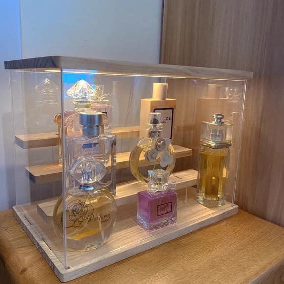 Acrylic Wood Perfume Display Shelf