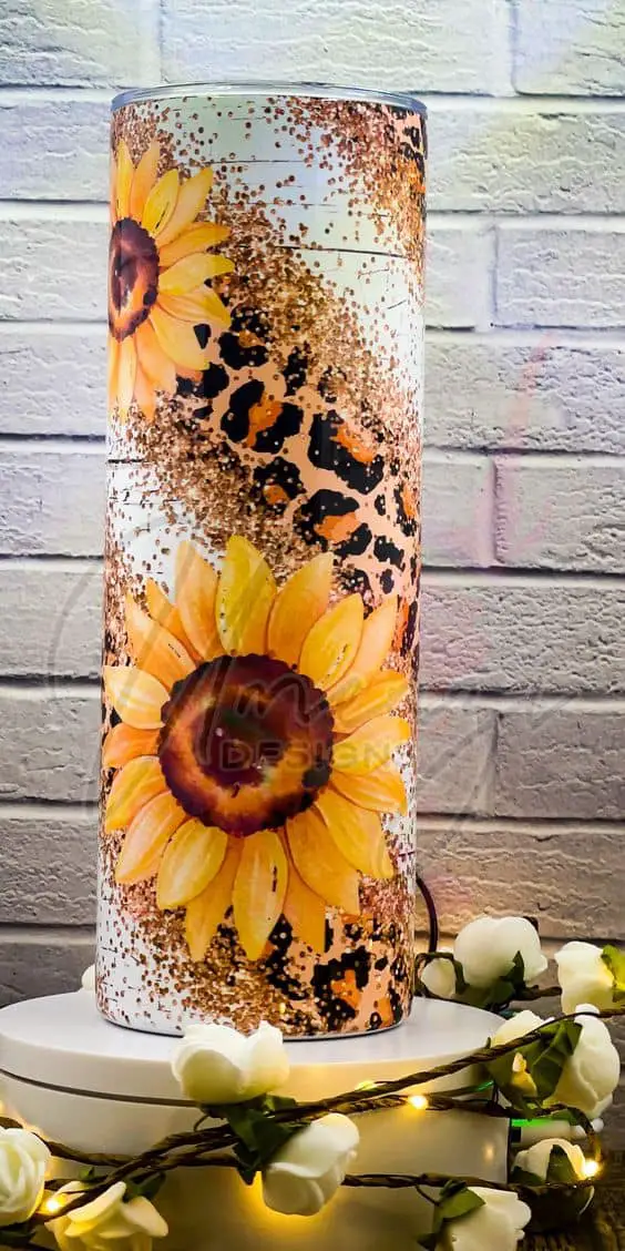 Leopard Sunflower Fall Tumbler