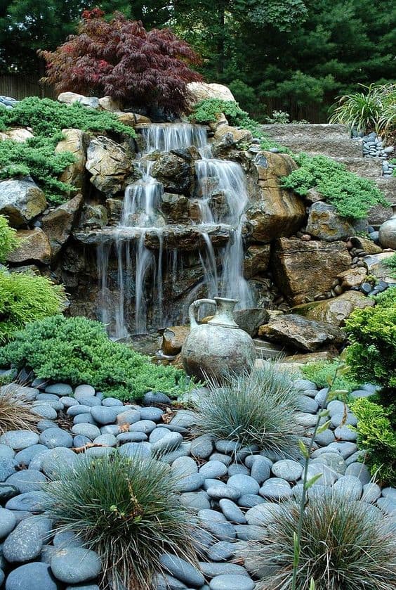 Recirculating Waterfall With Natural Plants