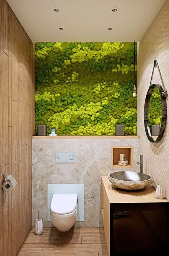 Serene Grass Wall in Lavatory Concept