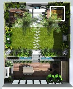 The partitioned backyard and Patio Design