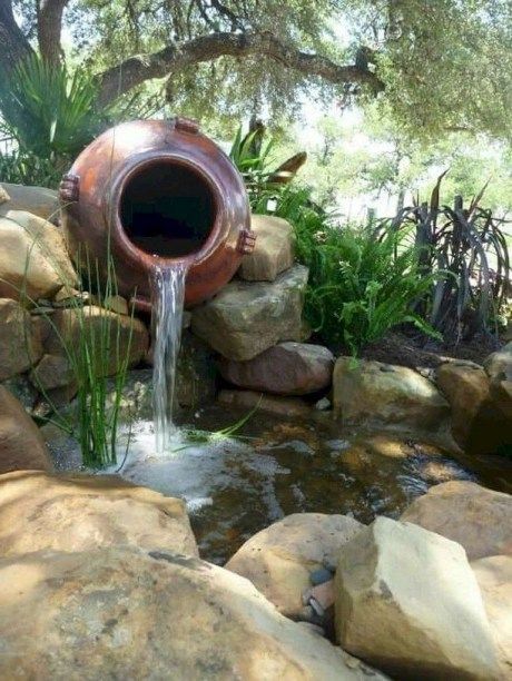 Waterfall In A Small Container Garden
