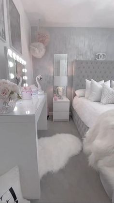 Large Mirror White Bedroom Idea