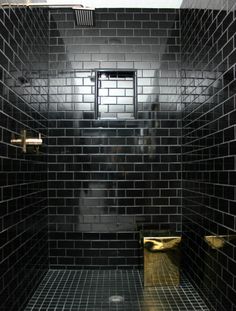 All-Black Compact Bathroom Design 