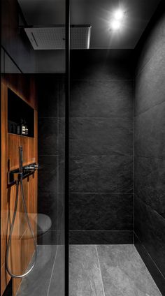 Black and Wooden Bathroom Idea 