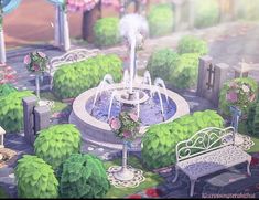 Classy ACNH Flower Fountain