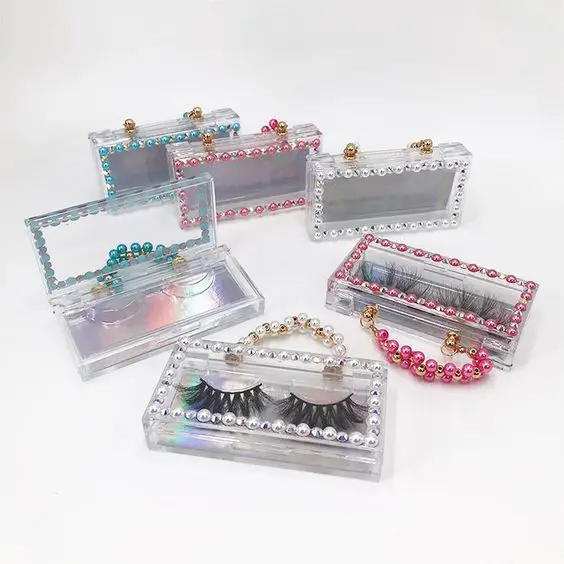 Clear Lash Box with Bead Decoration
