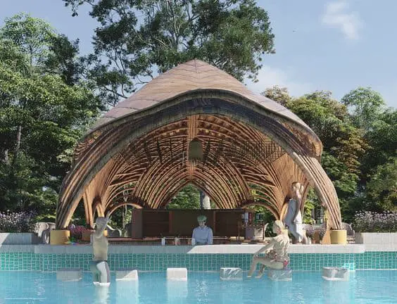 Futuristic looking pool pavilion 