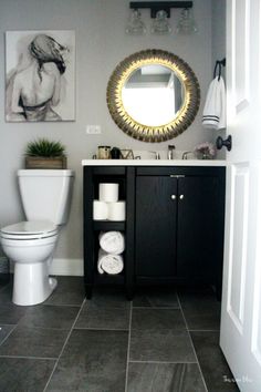 Patterned Gray Tiles With White Walls 