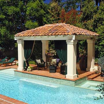 Terra coat roof tiles pool pavilion