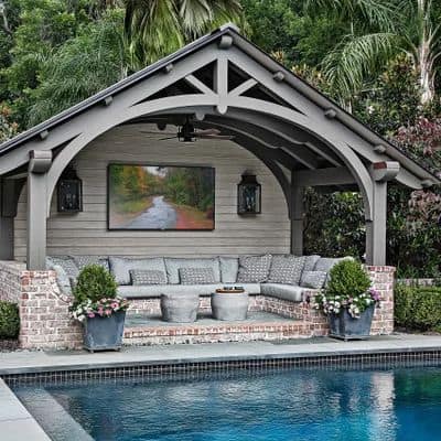 Traditional design porch pool pavilion